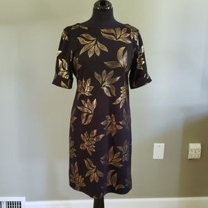Black Lotus Flower Print Dress